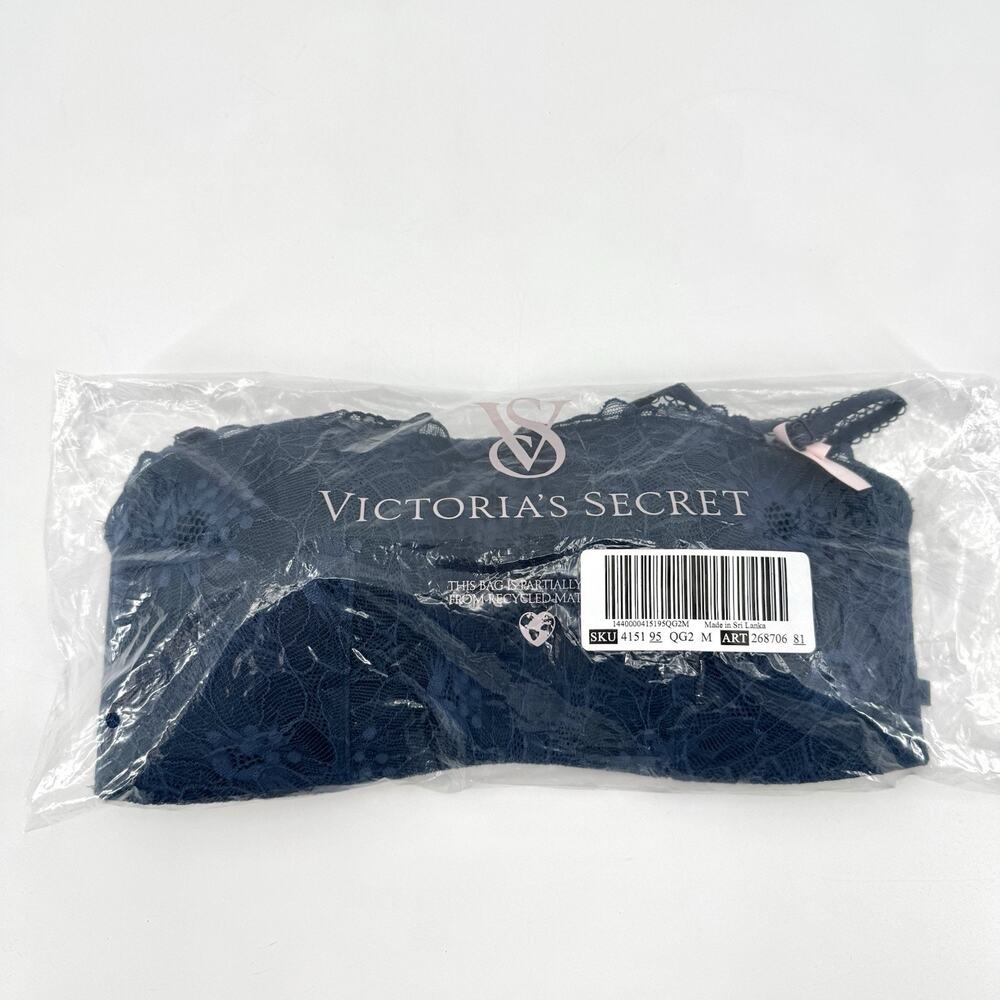 Victoria’s Secret Lace Women's Medium Lightly Lined Sexy Tee Bandeau Bra Blue - Picture 10 of 10